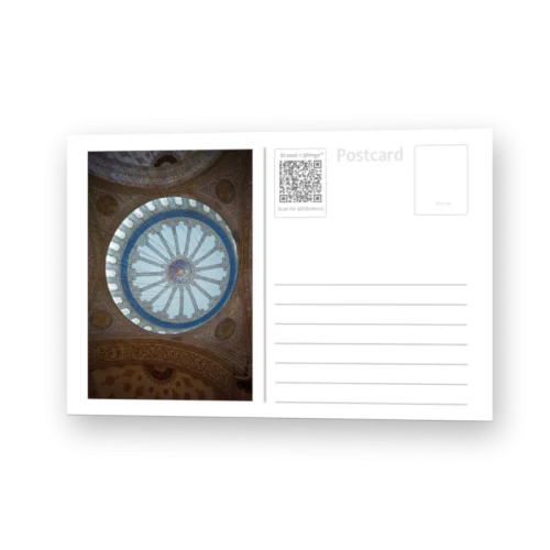 Back of the Blue Mosque lenticular postcard